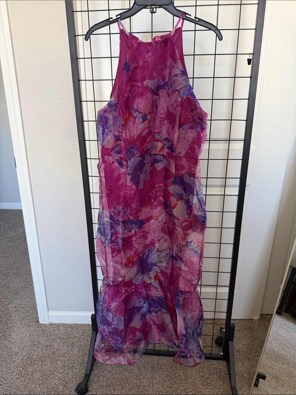 Lulu's Fuchsia & Purple Floral Halter Maxi